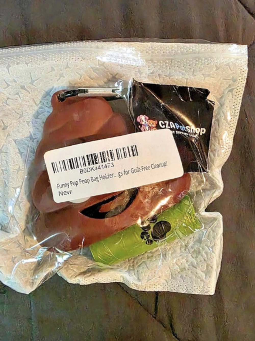 CZRshop Furry Pup Poop Emoji Poop Bag Holder With A  15 Bag Roll Of Poop Bag NWT